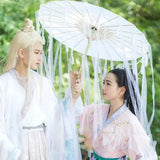 LED Chinese Japan Yarn Oiled Paper Silk Cloth Umbrella Costume Ancient Princess Umbrella Drama White Craft Umbrella Cosplay white QA - Tophatter Daily Deals