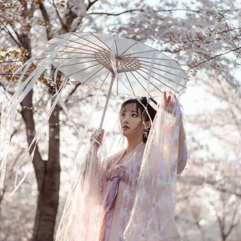 LED Chinese Japan Yarn Oiled Paper Silk Cloth Umbrella Costume Ancient Princess Umbrella Drama White Craft Umbrella Cosplay - Tophatter Daily Deals