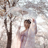 LED Chinese Japan Yarn Oiled Paper Silk Cloth Umbrella Costume Ancient Princess Umbrella Drama White Craft Umbrella Cosplay - Tophatter Daily Deals