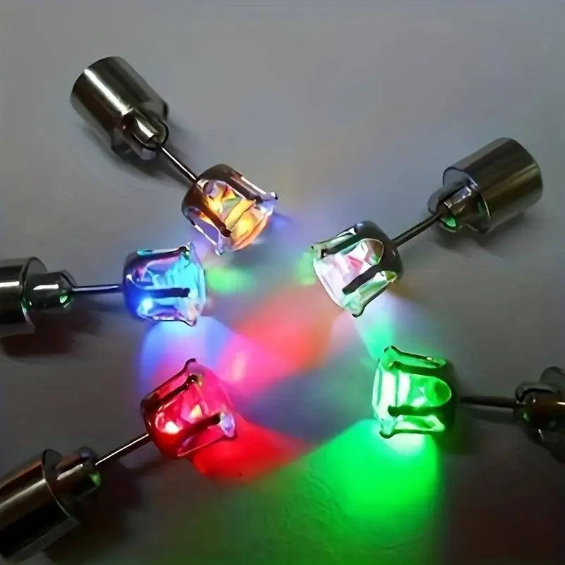 LED Flashing Color-Changing Earrings - Fashion Party Accessory, Glow in the Dark Cubic Zirconia Studs - Tophatter Daily Deals