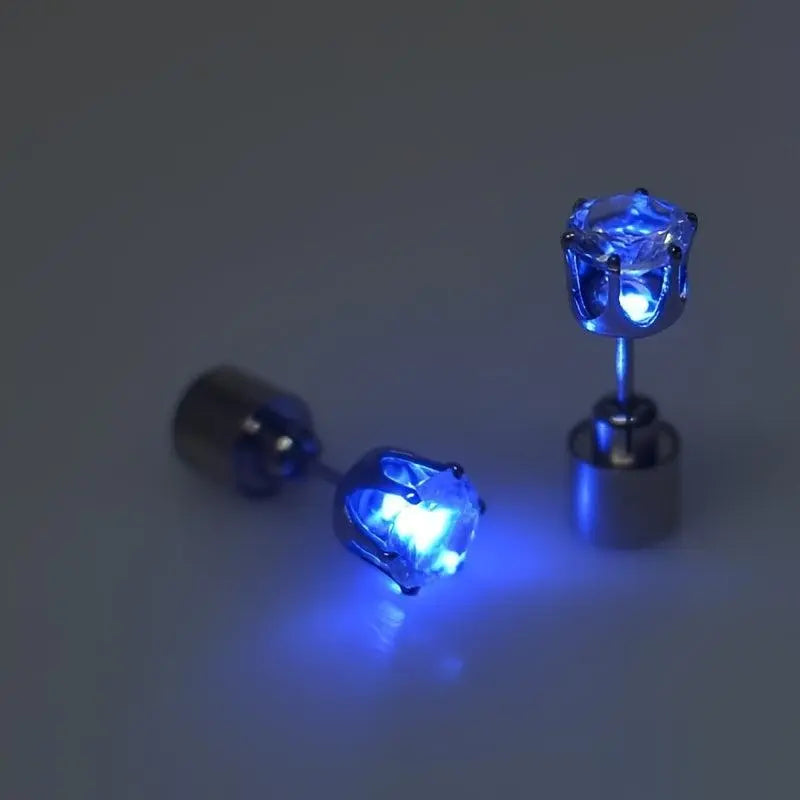 LED Flashing Color-Changing Earrings - Fashion Party Accessory, Glow in the Dark Cubic Zirconia Studs - Tophatter Daily Deals