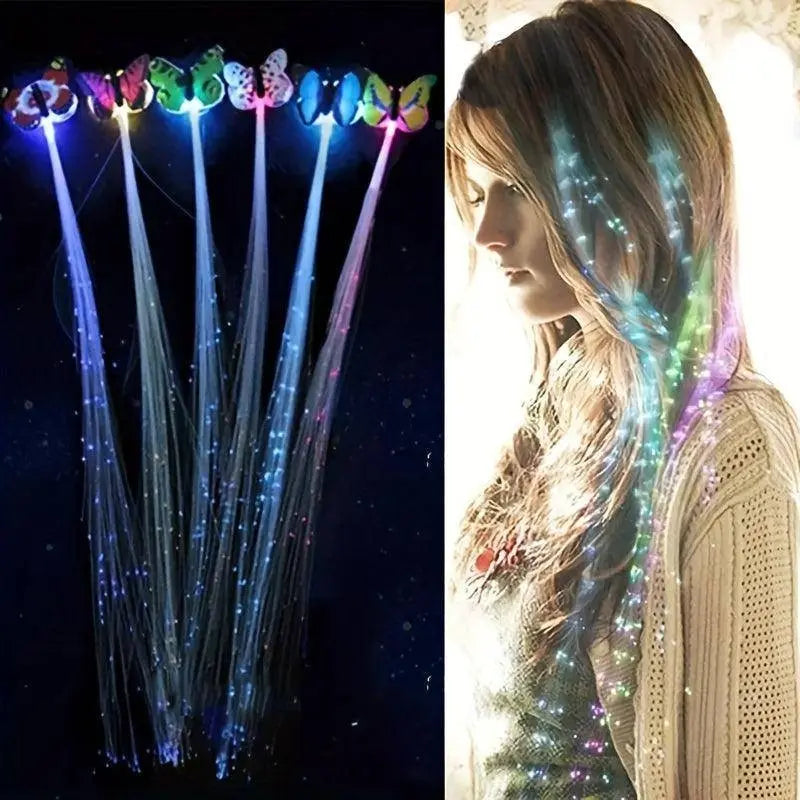 LED Glitter Wig Braids Colorful Butterfly Lights - Tophatter Daily Deals