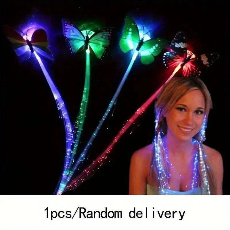 LED Glitter Wig Braids Colorful Butterfly Lights 1pc (mixed Color) - Tophatter Daily Deals