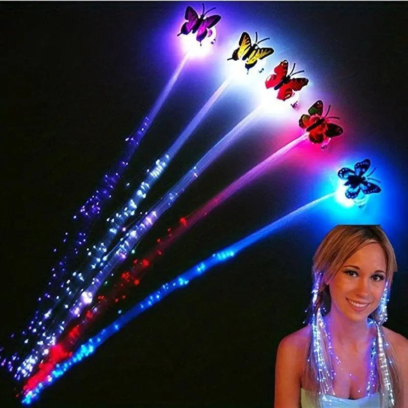 LED Glitter Wig Braids Colorful Butterfly Lights - Tophatter Daily Deals