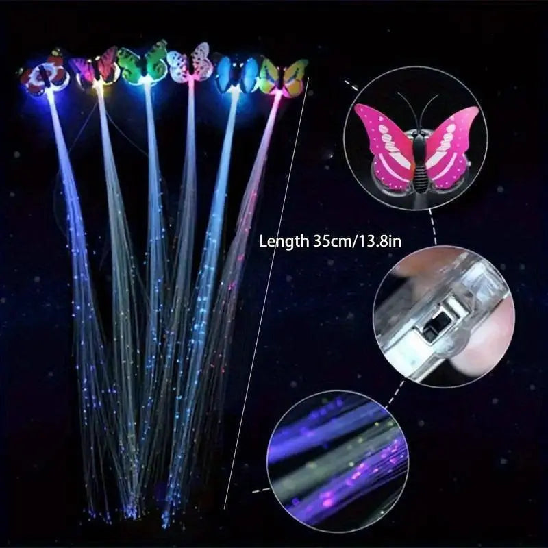 LED Glitter Wig Braids Colorful Butterfly Lights - Tophatter Daily Deals
