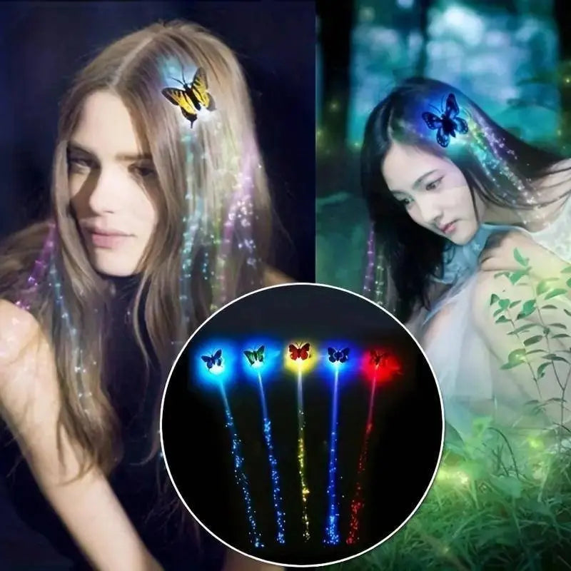 LED Glitter Wig Braids Colorful Butterfly Lights - Tophatter Daily Deals
