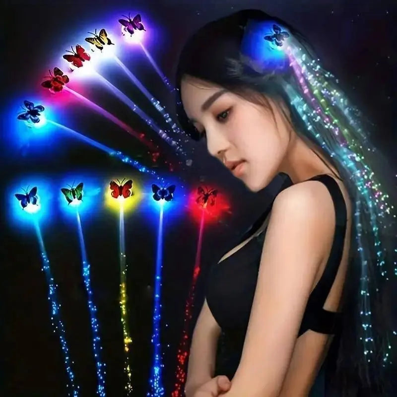 LED Glitter Wig Braids Colorful Butterfly Lights - Tophatter Daily Deals