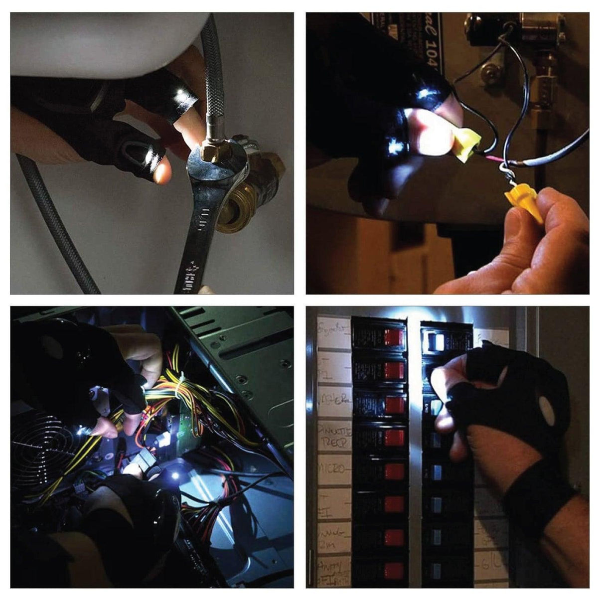 Gloves With Lights on Fingers - 1 Pair Finger Gloves with LED Light Flashlight Tools Outdoor Gear Rescue Torch Handy Mechanic Tool Night Fishing Light Gloves - Tophatter Daily Deals