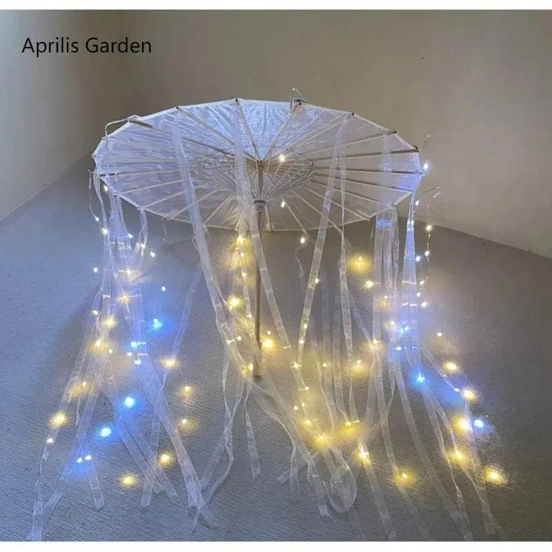 LED Yarn Silk Cloth Lace Decorative Umbrella Beach Parasol Princess Chinese Japan Umbrella Drama Craft Umbrella Cosplay - Tophatter Daily Deals
