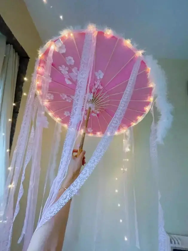 LED Yarn Silk Cloth Lace Decorative Umbrella Beach Parasol Princess Chinese Japan Umbrella Drama Craft Umbrella Cosplay - Tophatter Daily Deals