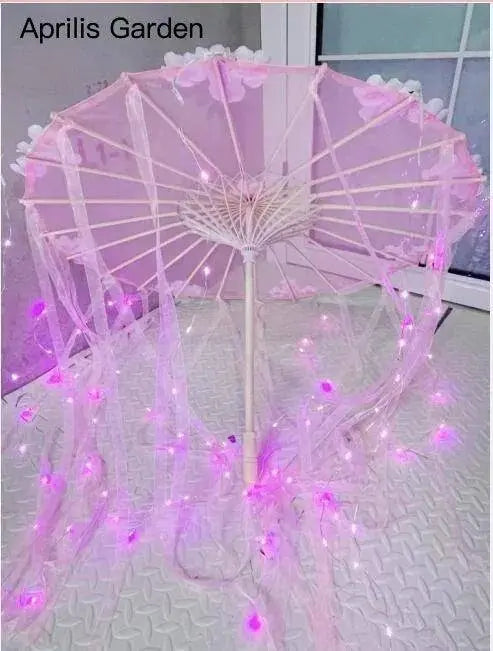 LED Yarn Silk Cloth Lace Decorative Umbrella Beach Parasol Princess Chinese Japan Umbrella Drama Craft Umbrella Cosplay - Tophatter Daily Deals