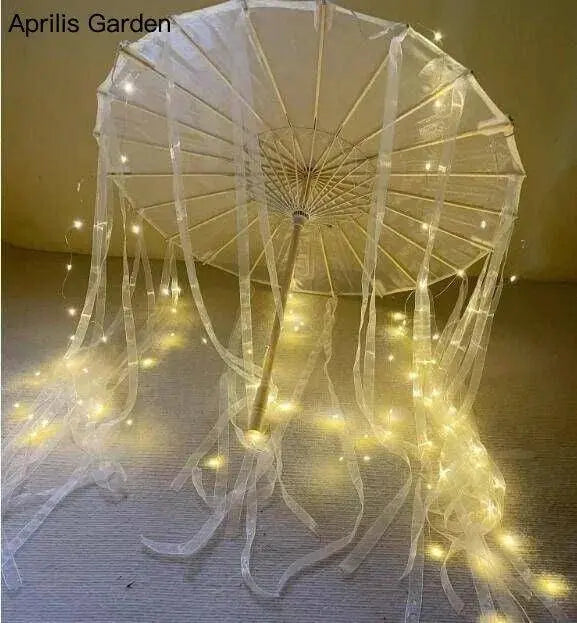 LED Yarn Silk Cloth Lace Decorative Umbrella Beach Parasol Princess Chinese Japan Umbrella Drama Craft Umbrella Cosplay - Tophatter Daily Deals