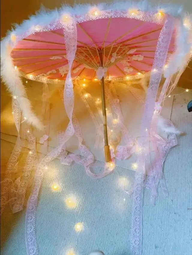 LED Yarn Silk Cloth Lace Decorative Umbrella Beach Parasol Princess Chinese Japan Umbrella Drama Craft Umbrella Cosplay - Tophatter Daily Deals