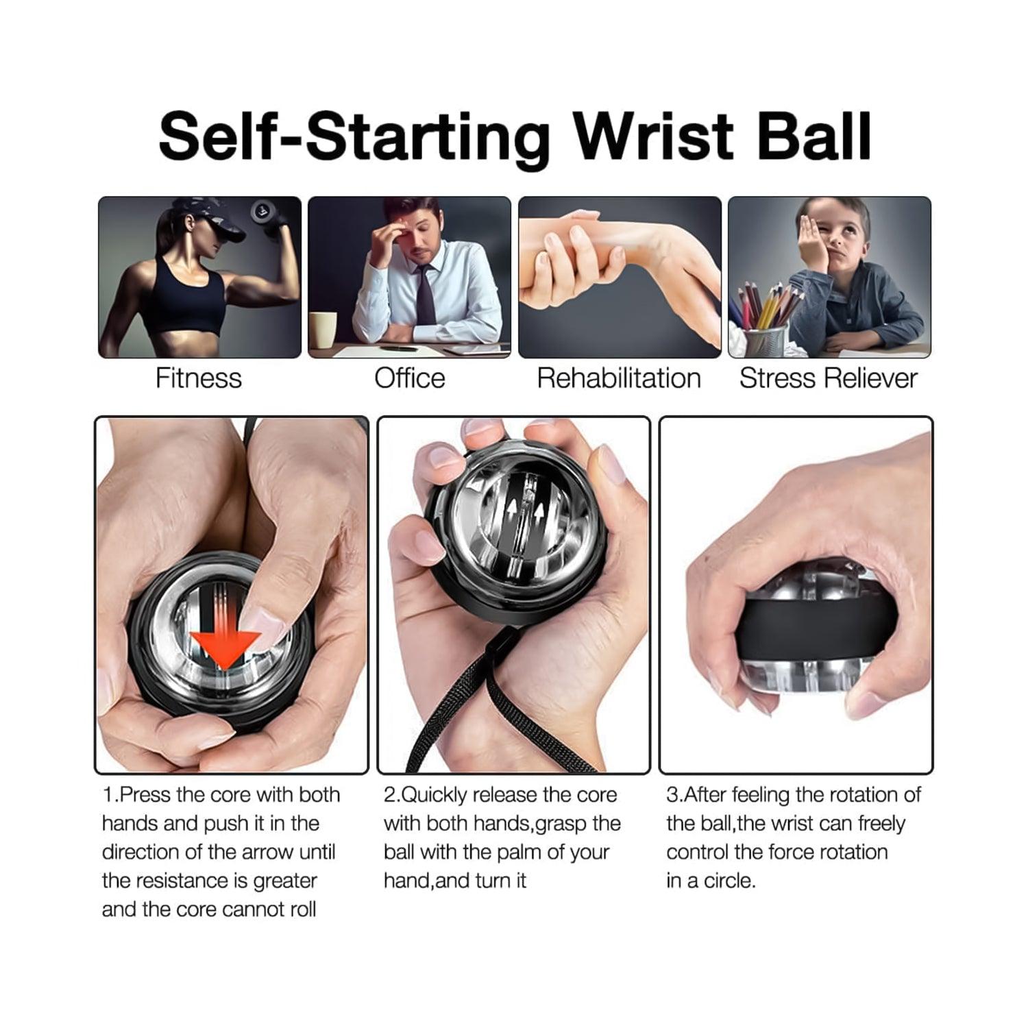 Powerball for Wrist - LED Wrist Ball Gyroscopic Powerball Gyro Power Fitness Equipment Exercise Ball - Tophatter Daily Deals