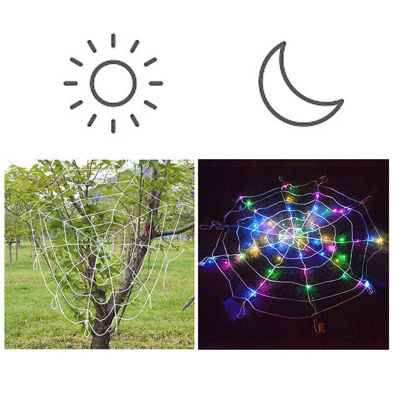 Light Up Spiders Web - LED Halloween Decoration Giant Spider Web Lights Party Props Fancy Decor Outdoor - Tophatter Daily Deals