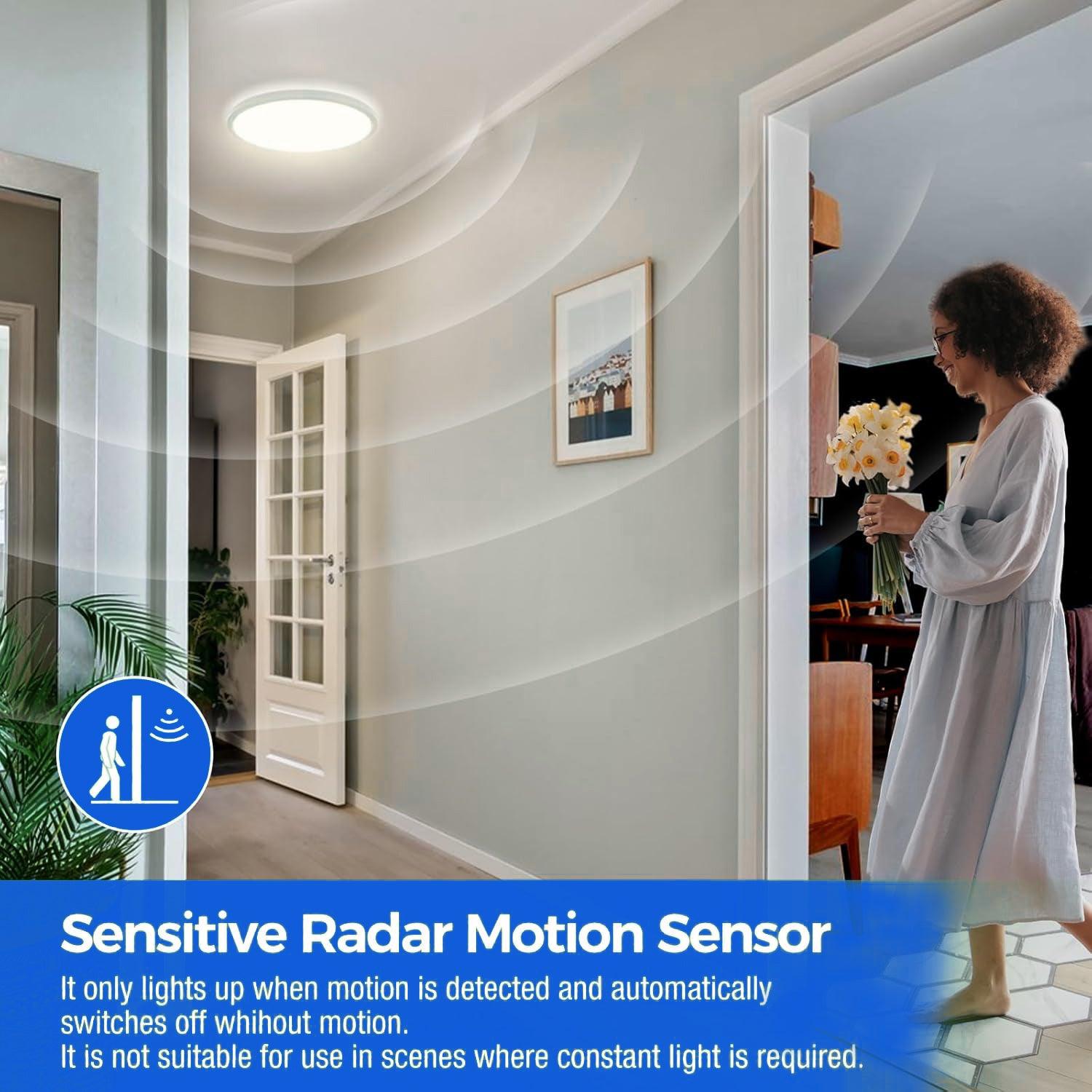 Motion Sensor Ceiling Light - LED Sensor Light Bathroom Kitchen Living Room Wall Lamp Home - Tophatter Daily Deals