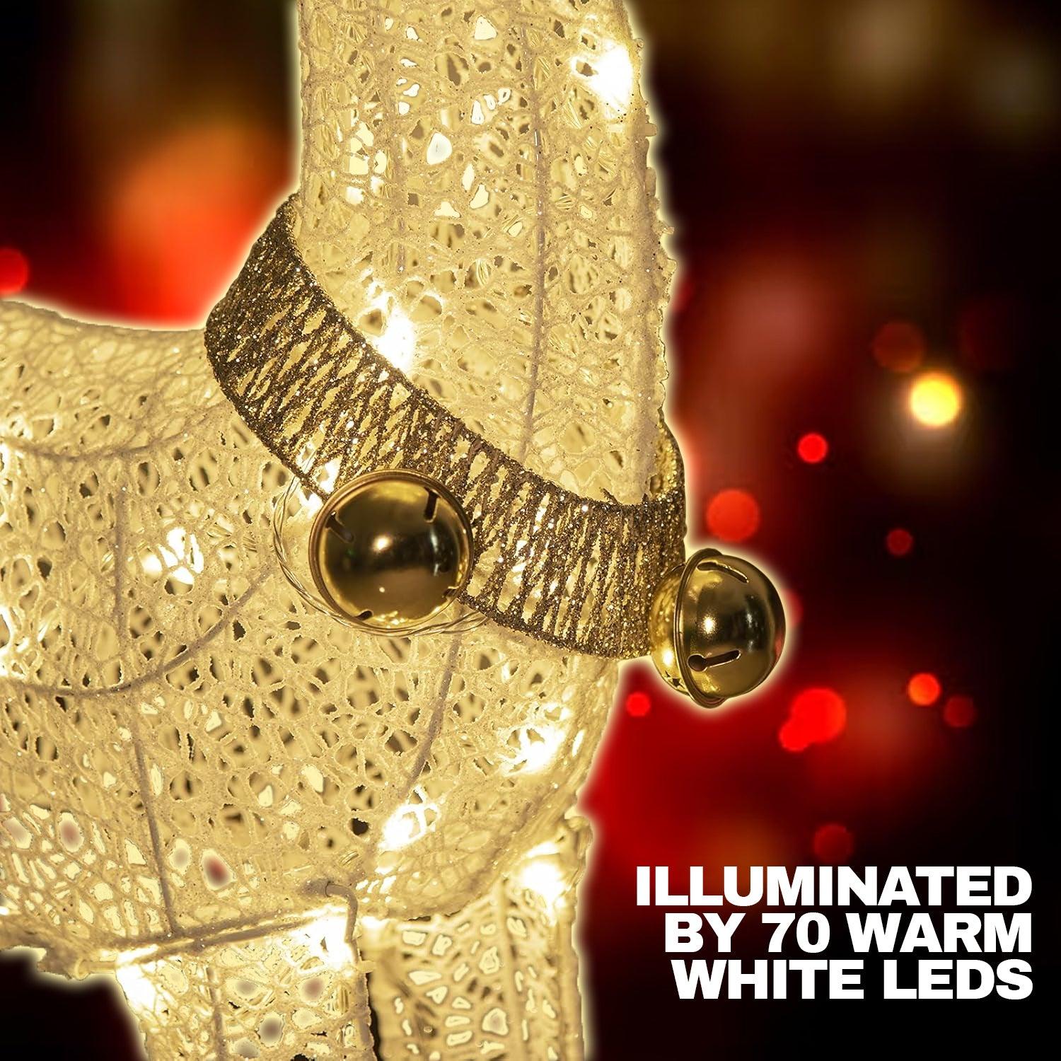 Light Up Reindeer - Large 1.2m-2m Christmas Light Up Deer Deocration LED Twinkling Reindeer For Home and Garden Warm White Christmas - Tophatter Daily Deals