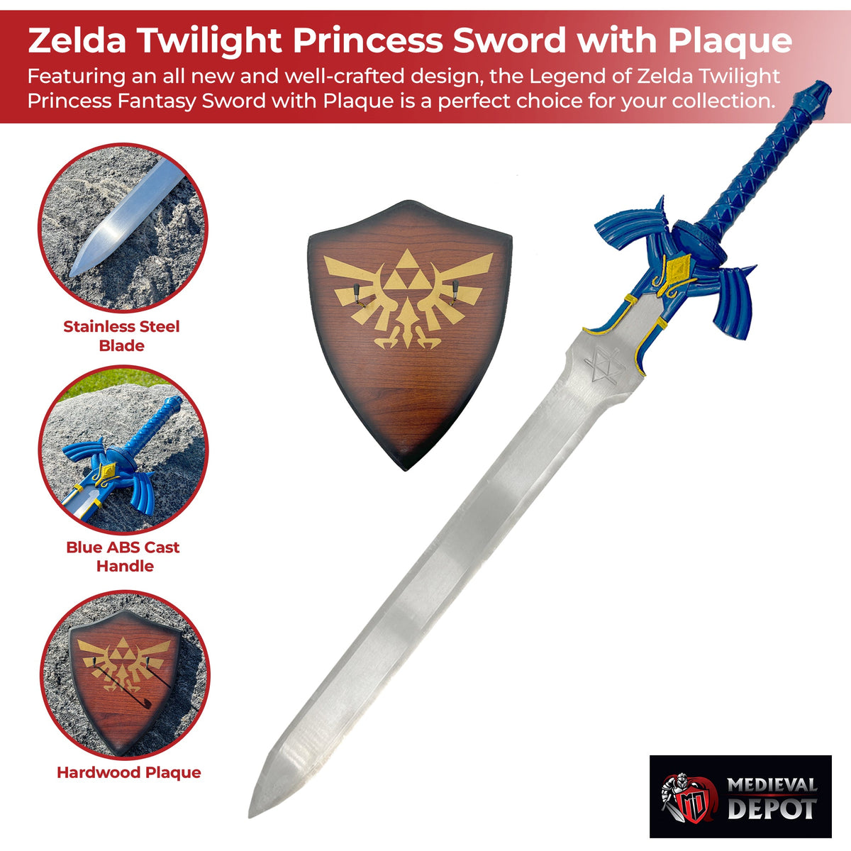 Legend of Zelda Twilight Princess Sword with Plaque swords - Tophatter Daily Deals