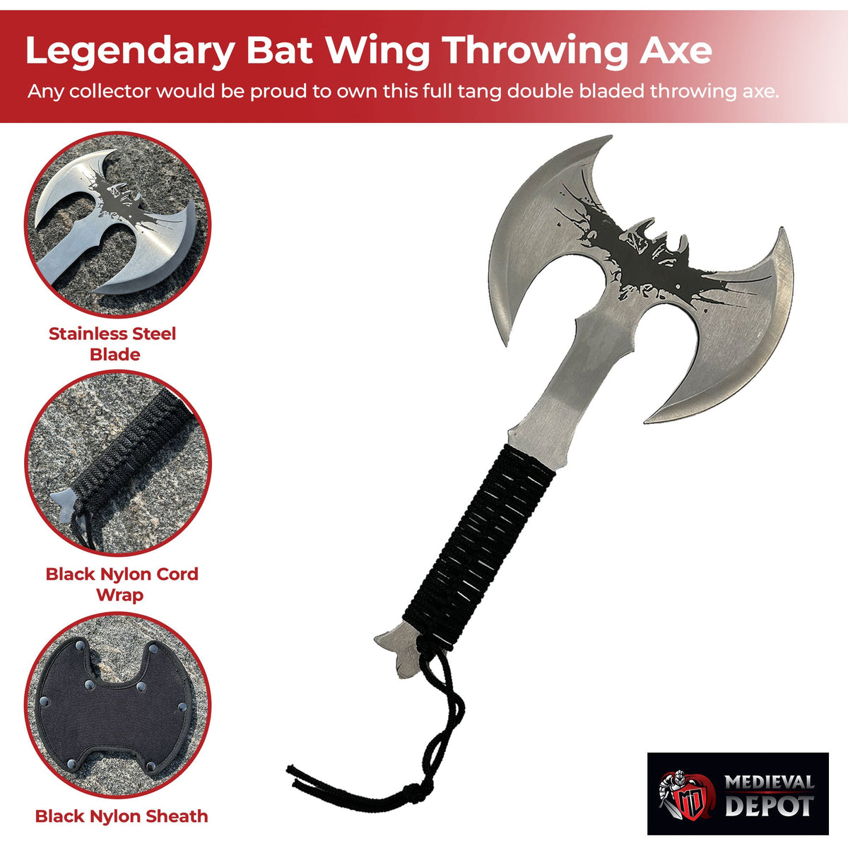 Legendary Bat Wing Throwing Axe outdoor gear - Tophatter Daily Deals