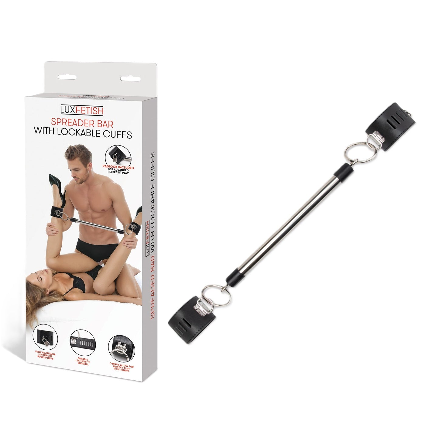 Lux Fetish Spreader Bar With Lockable Padded Cuffs – Bondage Restraint > Bondage Gear > Restraints - Tophatter Daily Deals