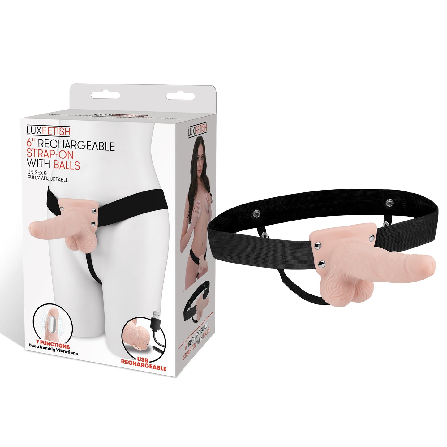 Lux Fetish 6 Inch Strap-On With Balls in Natural Skin Tone > Dildos > Strap On Harnesses - Tophatter Daily Deals