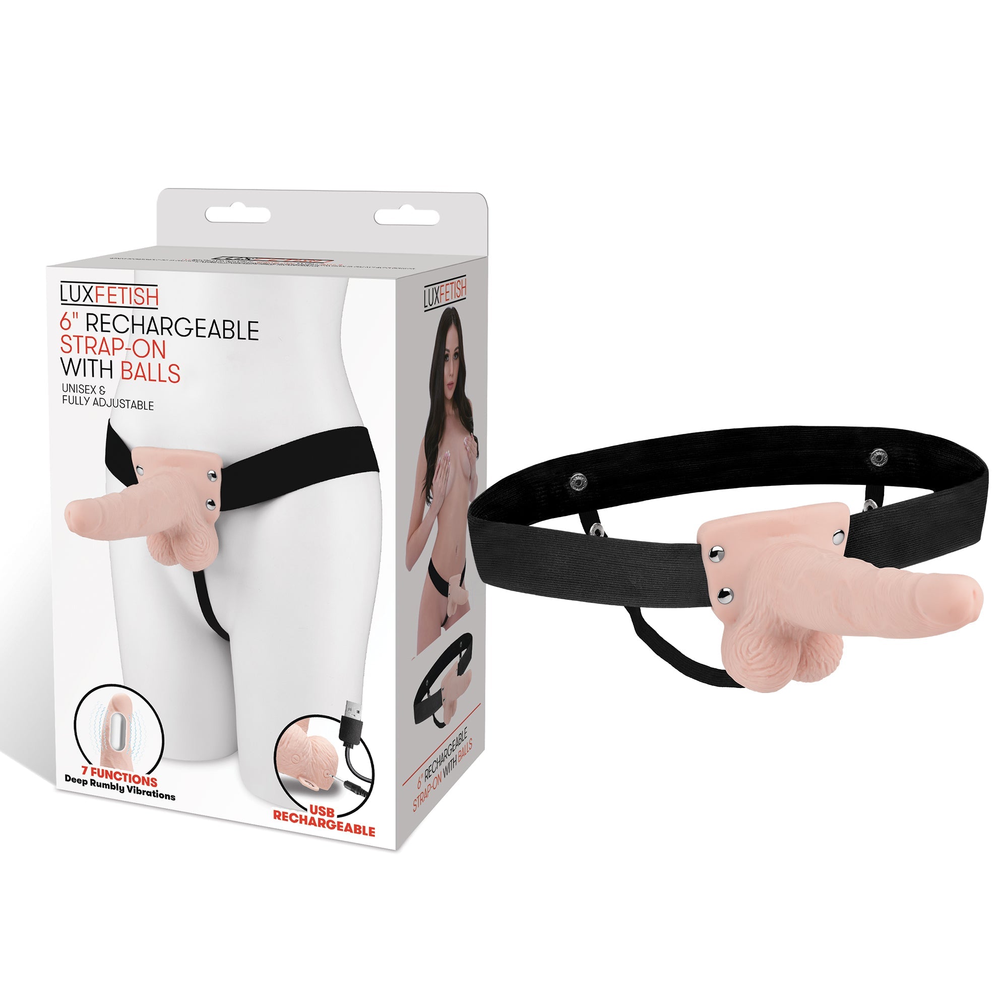Lux Fetish 6 Inch Strap-On With Balls in Natural Skin Tone > Dildos > Strap On Harnesses - Tophatter Daily Deals