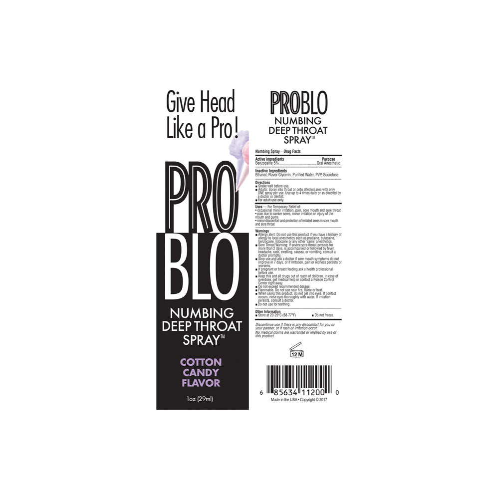 ProBlo Deep Throat Spray – Cotton Candy Flavored Oral Desensitiser 30ml > Lube > Oral Gels & Sprays - Tophatter Daily Deals