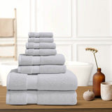 8-Piece: 100% Organic Cotton Bath Towel Set Silver Bath - Tophatter Daily Deals