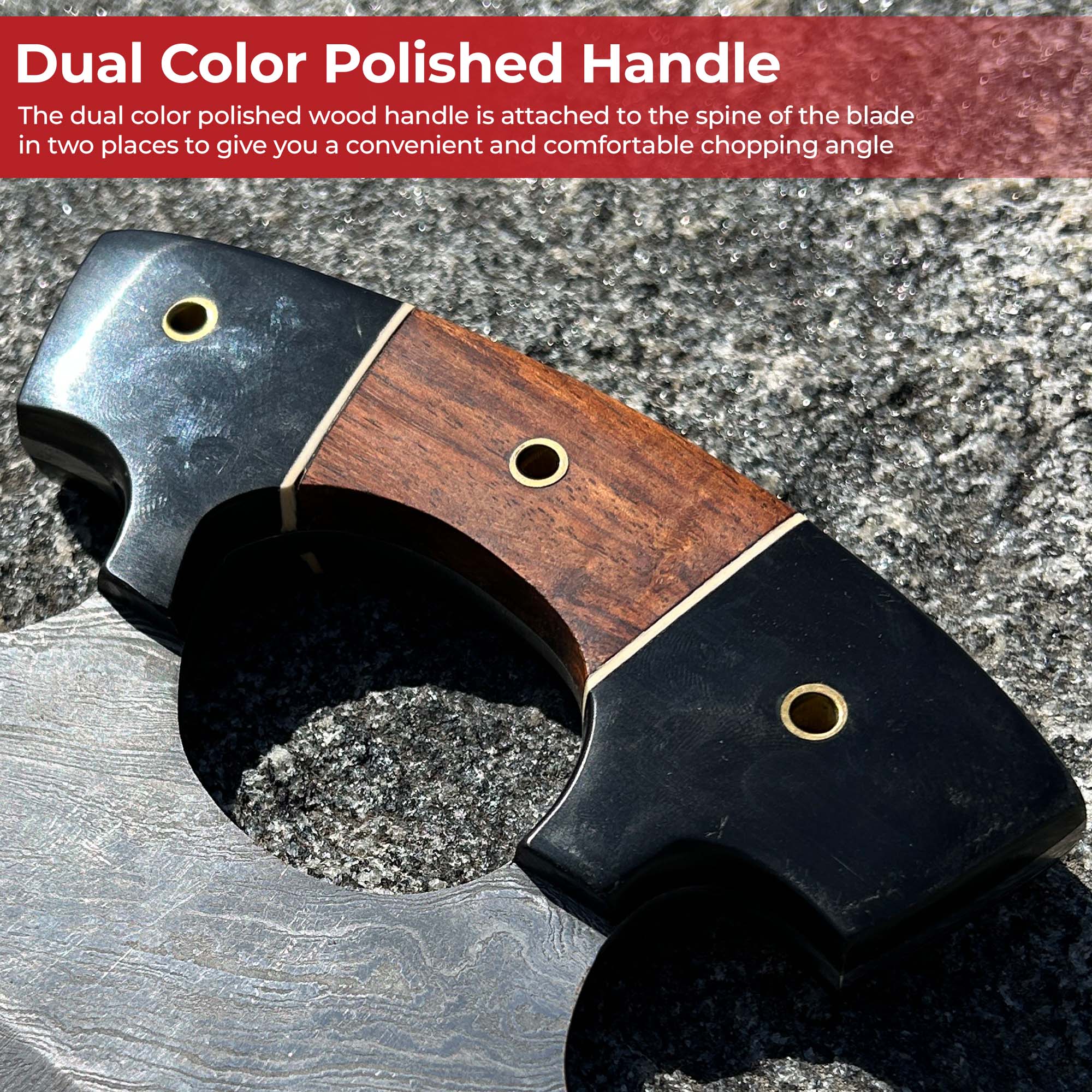 Live for Food Ulu Damascus Kitchen Camping Knife with Sheath Knives - Tophatter Daily Deals