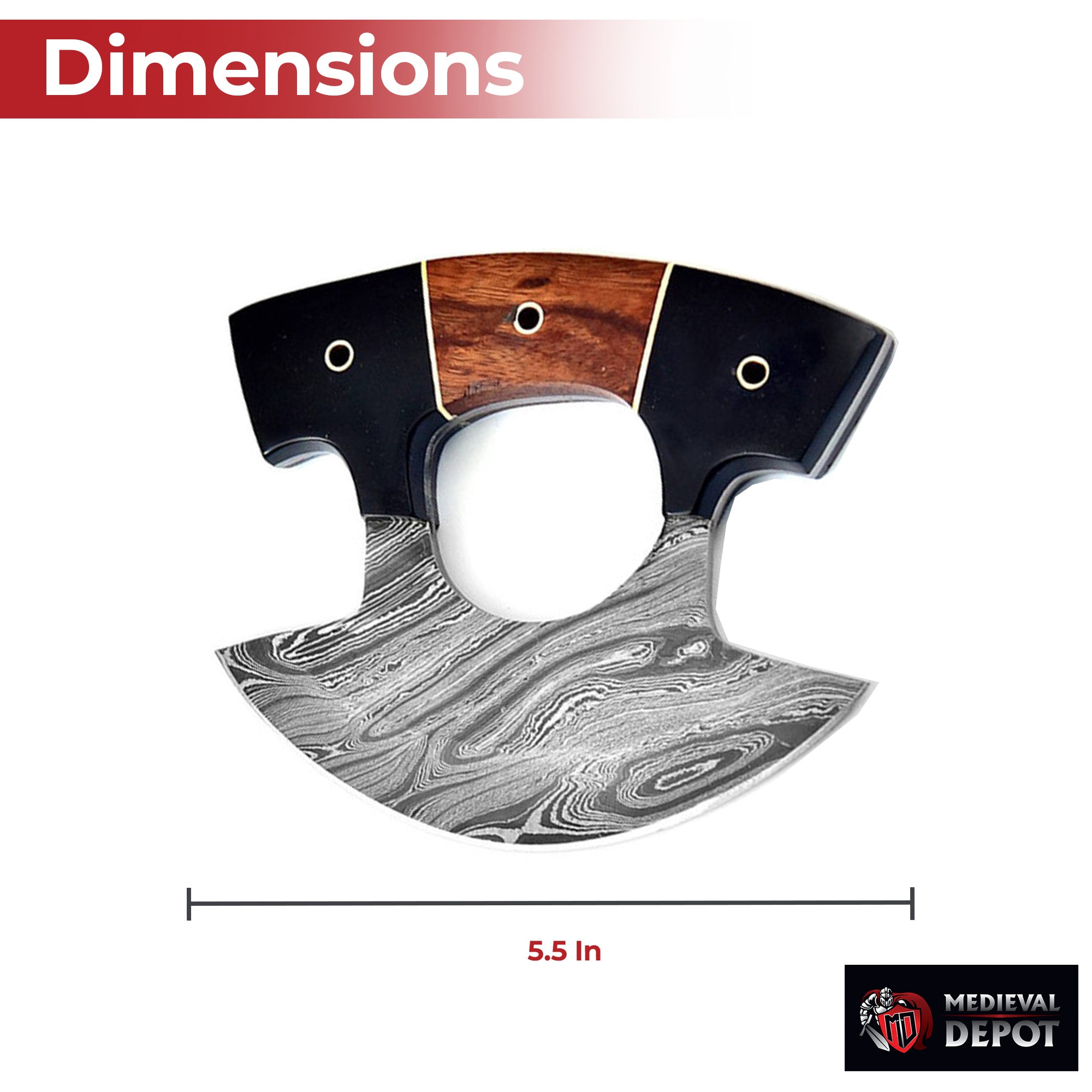 Live for Food Ulu Damascus Kitchen Camping Knife With Stand Knives - Tophatter Daily Deals