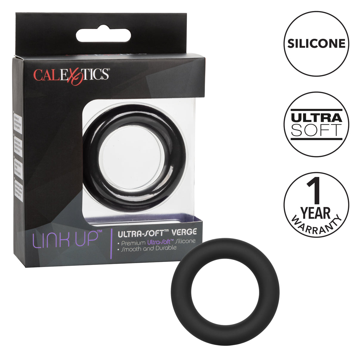 Link Up Ultra-Soft Verge Black Premium Silicone Stretchy Enhancer Ring > Cock Ring > Single - Tophatter Daily Deals