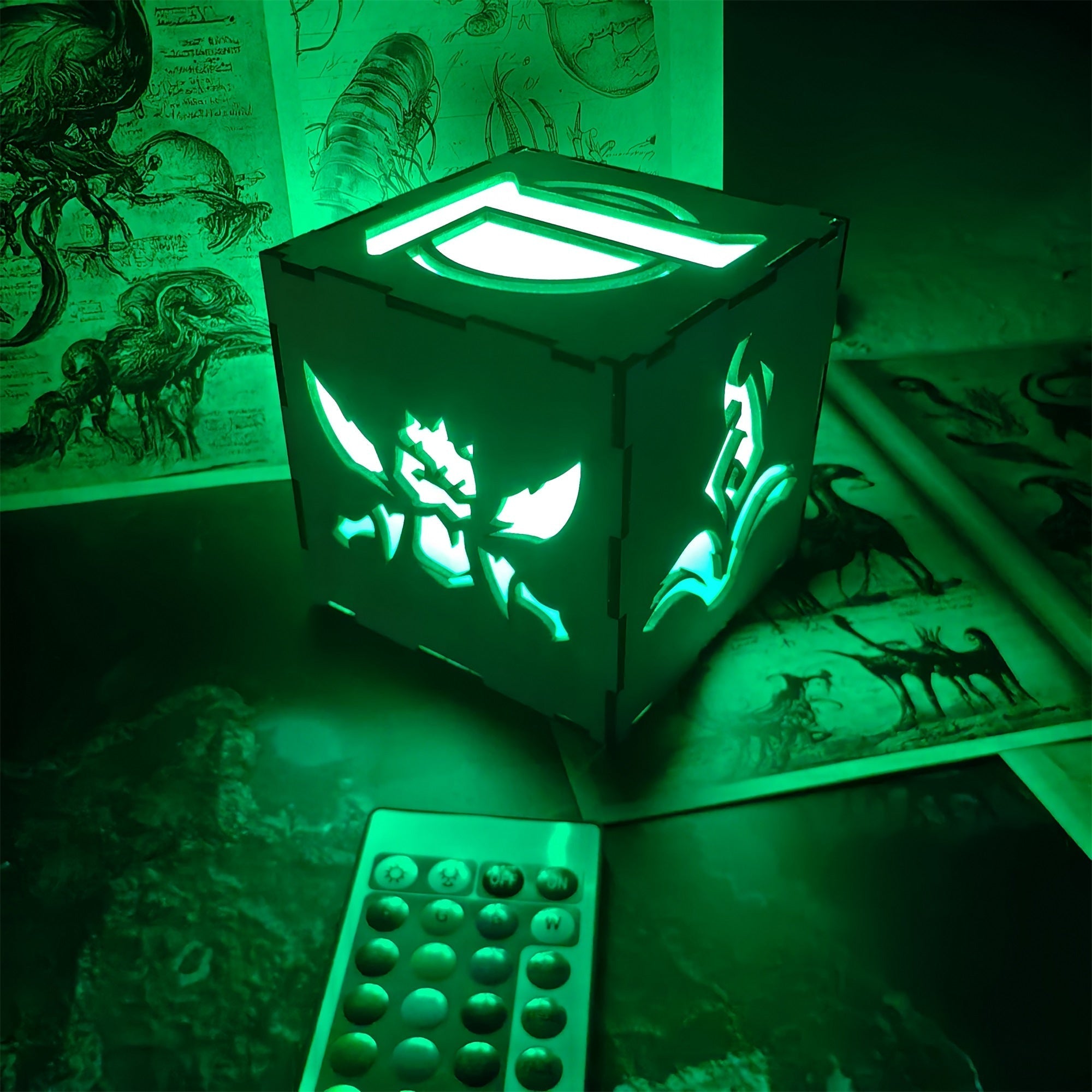 LOL Inspired Neon Night Light Room Decor Wooden Cube Light - Tophatter Daily Deals