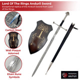 Lord of the Rings Anduril Sword of Aragorn with Plaque & Scabbard swords - Tophatter Daily Deals