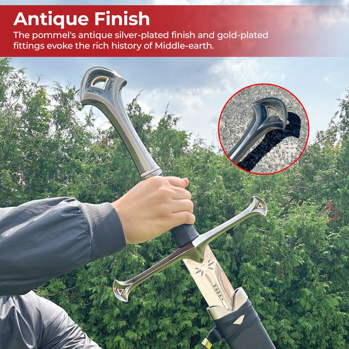 Lord of the Rings Anduril Sword of Aragorn with Plaque & Scabbard swords - Tophatter Daily Deals