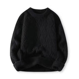 Warm Cozy Men's Cable Knit Sweater - Crewneck Wool Blend Black - Tophatter Daily Deals