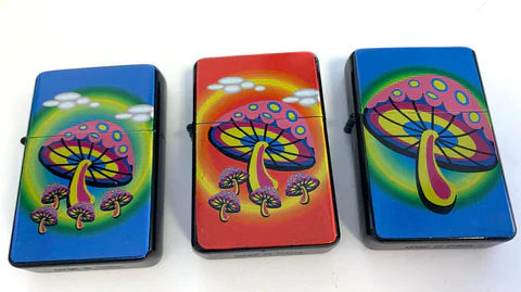 PSYCHEDELIC MUSHROOMS FLIP TOP OIL LIGHTER - Tophatter Daily Deals
