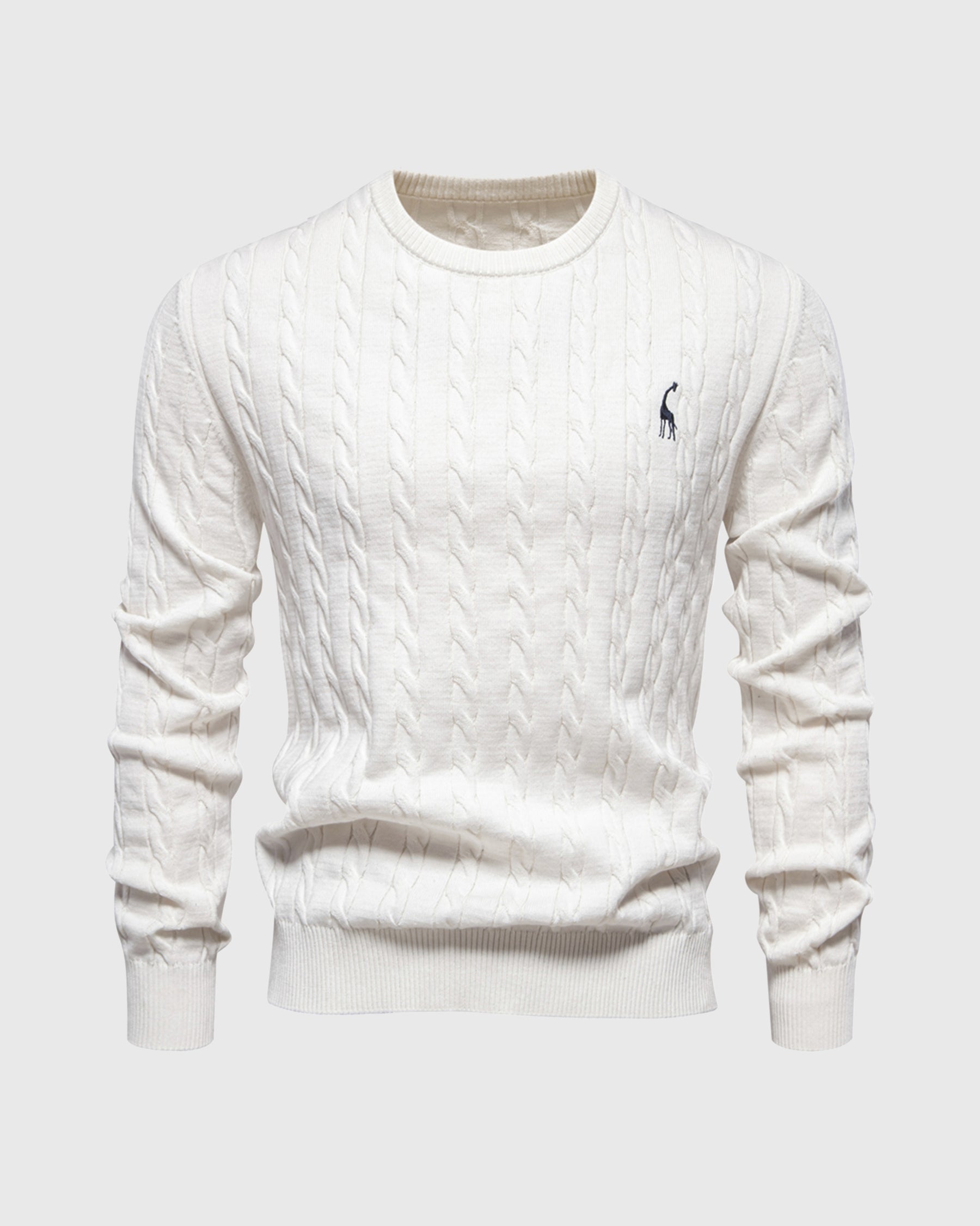 Soft Timeless Men's Cable Knit Sweater - Crewneck, Cotton Natural white - Tophatter Daily Deals