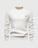 Soft Timeless Men's Cable Knit Sweater - Crewneck, Cotton Natural white - Tophatter Daily Deals