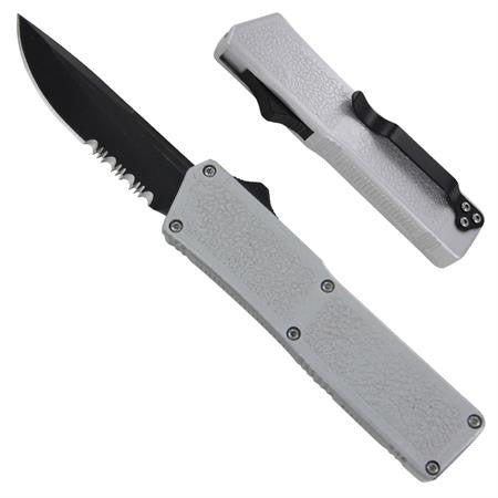Lightning OTF Knife Hail Storm Silver Automatic Dual Action Knife-OTF - Tophatter Daily Deals
