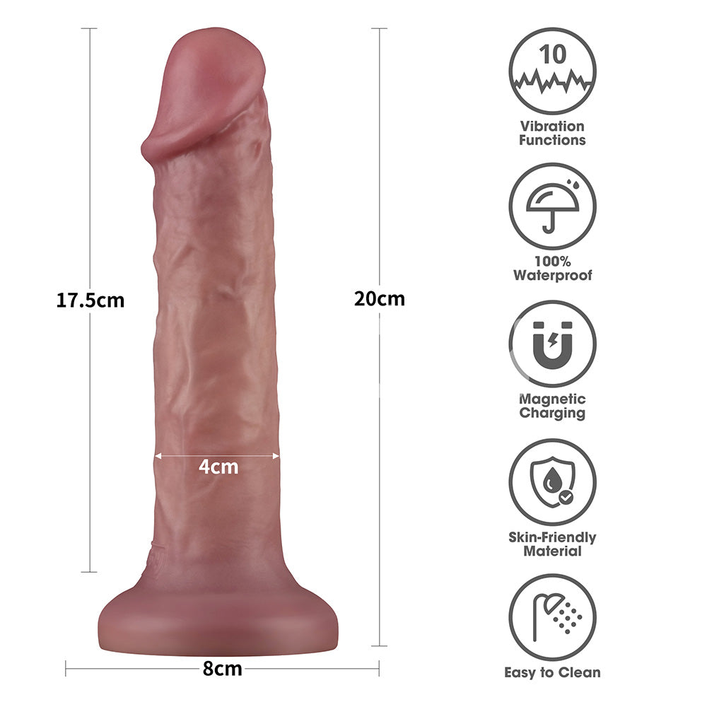 Lovetoy Dual-Density Power Cock – 8 Inch USB Rechargeable Vibrating Dong > Vibrators > Realistic Vibrators - Tophatter Daily Deals