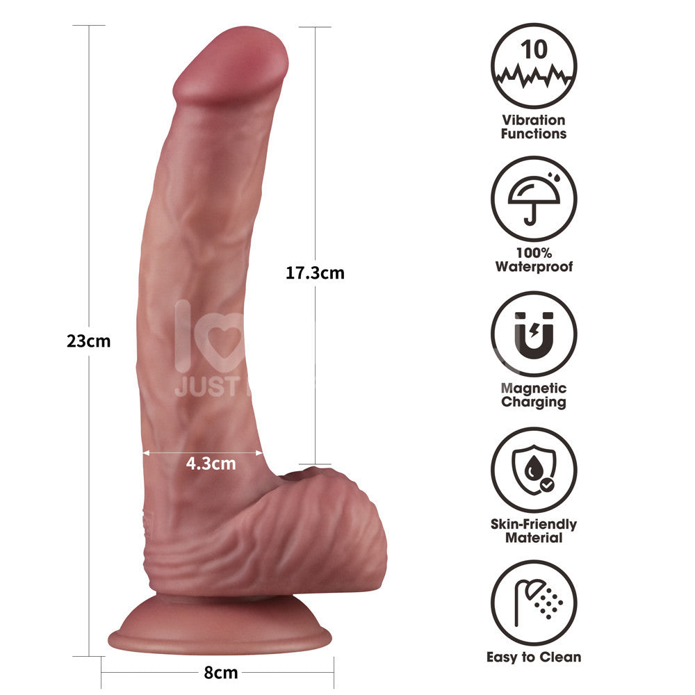 Lovetoy Dual-Density Power Cock – USB Rechargeable 9 Inch Vibrating Dildo > Vibrators > Realistic Vibrators - Tophatter Daily Deals