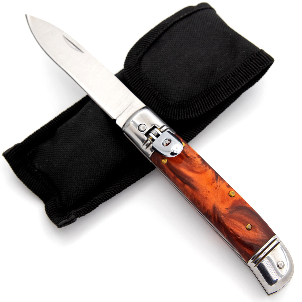 Inferno Automatic Stainless Steel Lever Lock Switchblade Knife - TOPHATTER'S ARMORY DEALS Collectible Weapons - Tophatter Daily Deals