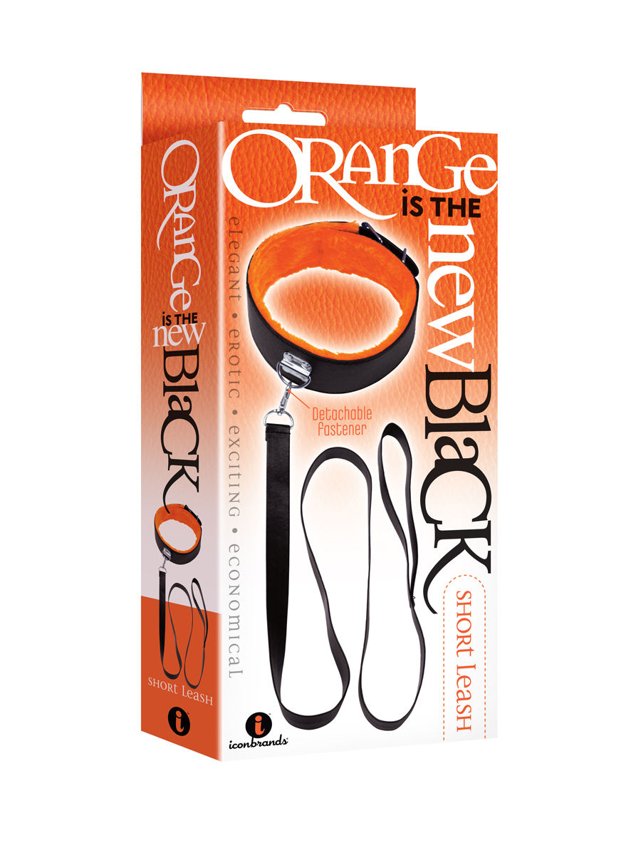The 9's Orange Is the New Black Short Leash (Black) – Leather Leash > Bondage Gear > Collars & Leashes - Tophatter Daily Deals
