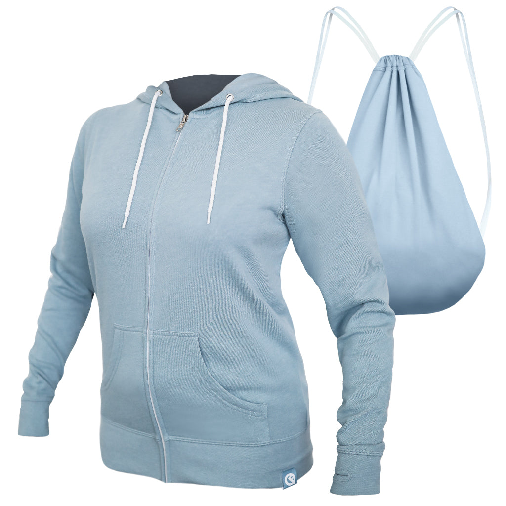 Quikflip Apparel Women's Hero Hoodie Lite Misty Blue Hoodie - Tophatter Daily Deals