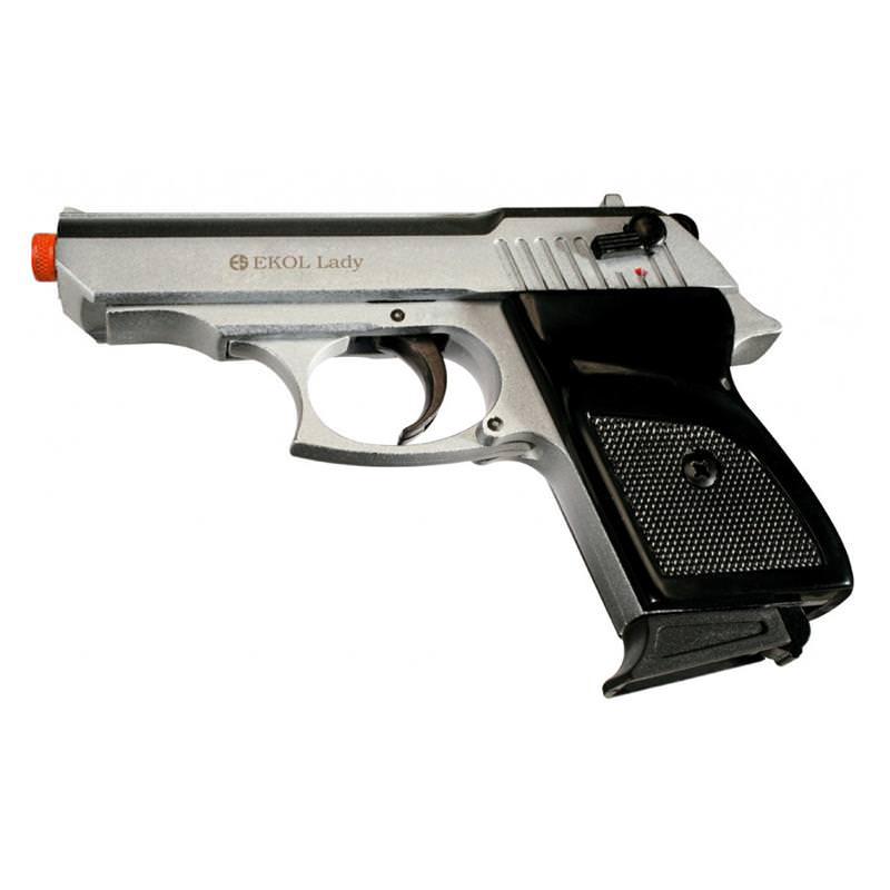 Combat Semi Automatic Front Firing Blank Pistol Nickel Finish - Tophatter's Inc. Weapons Store Online Collectible Weapons - Tophatter Daily Deals