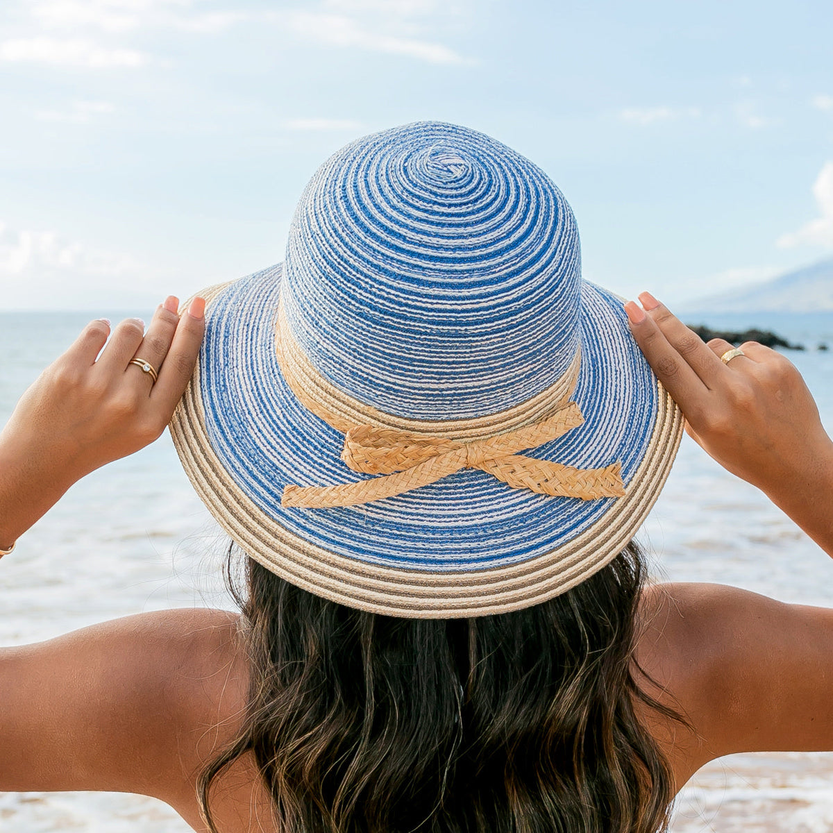 Multi-Stripe Bow Accent Sunhat Hats - Tophatter Daily Deals