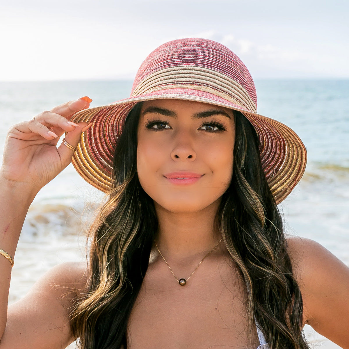 Multi-Stripe Bow Accent Sunhat Hats - Tophatter Daily Deals