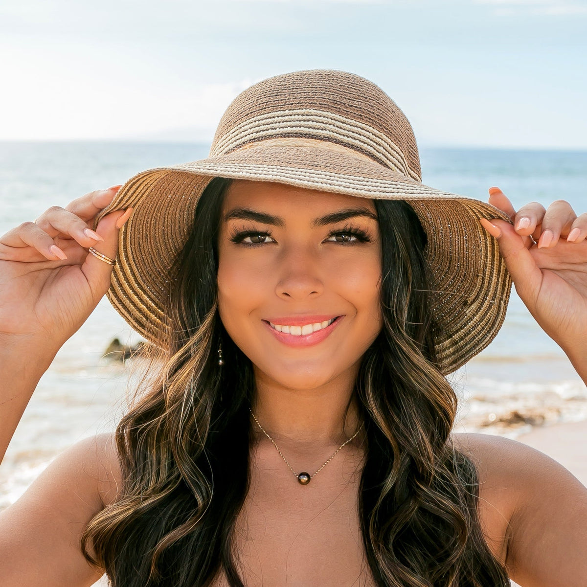 Multi-Stripe Bow Accent Sunhat Hats - Tophatter Daily Deals