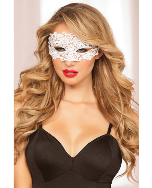 Lace Eye Mask with Satin Ribbon Ties White Masks - Tophatter Daily Deals