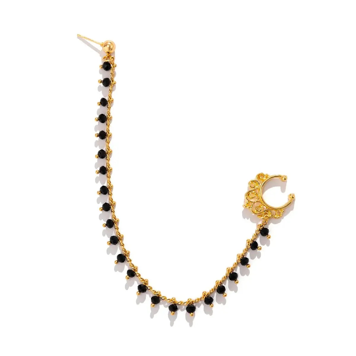 Lacteo Trendy Nose Rings for Women Connecting Earrings Black Green Small Crystal Beads Fake Nostril Piercing Clip Jewelry Ladies - Tophatter Daily Deals